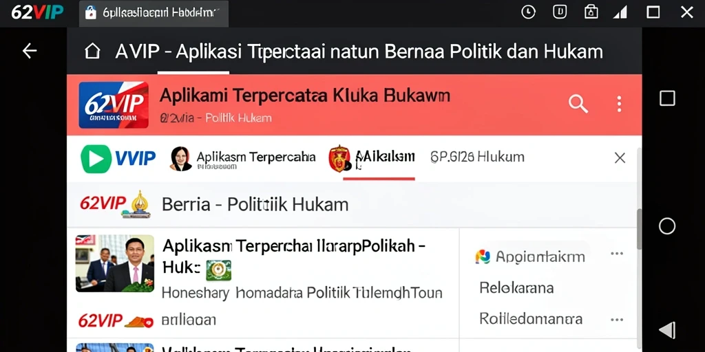 Antarmuka user-friendly 62VIP untuk berita politik dan hukum.