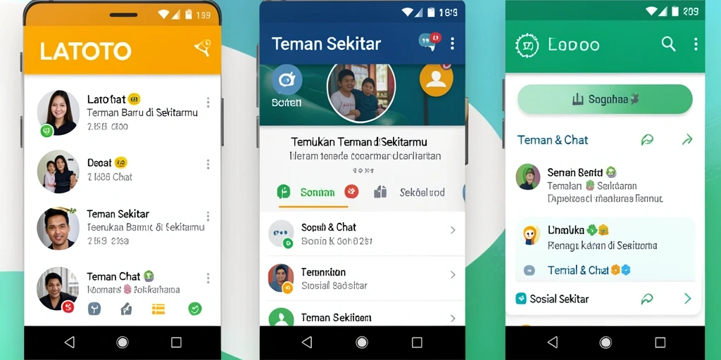 Antarmuka aplikasi LATOTO yang menarik untuk Teman Sekitar.