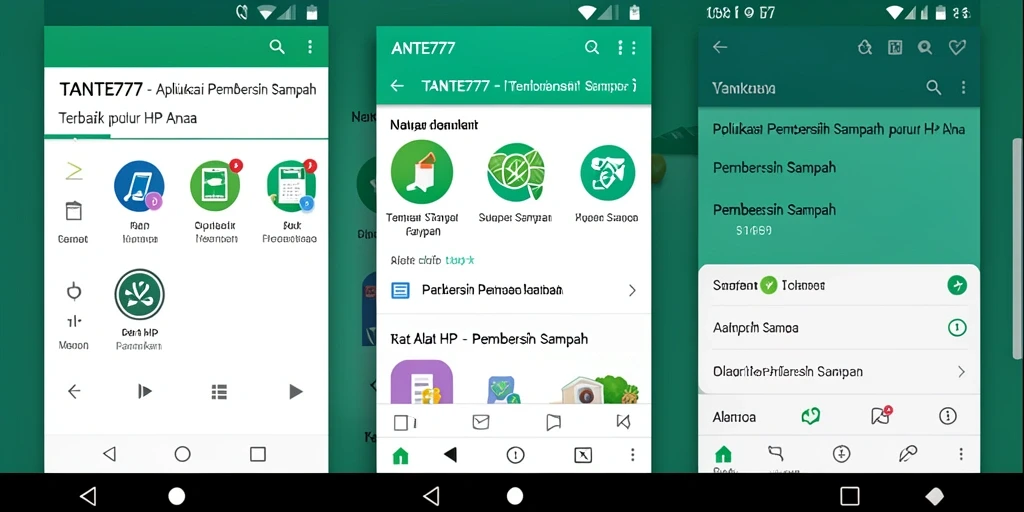 Tampilan antarmuka aplikasi TANTE777 untuk pembersihan sampah.